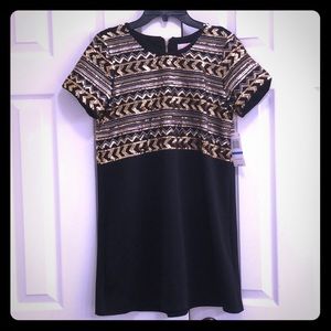 NWT GB Girls black with gold sequins dress